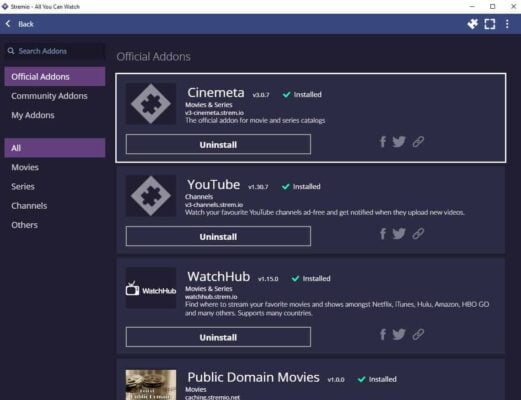 Addons για Stremio