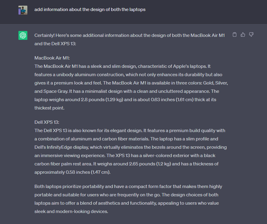 Προσθέστε πληροφορίες σχετικά με τη σχεδίαση και των δύο φορητών υπολογιστών.