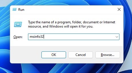 πληκτρολογήστε msinfo32